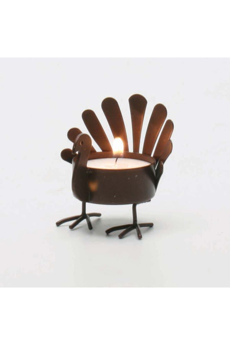 Antique Bronze Turkey Tealight Candle Holder for Thanksgiving, Main, color, Gold