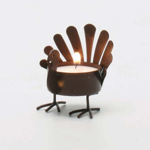 Antique Bronze Turkey Tealight Candle Holder for Thanksgiving