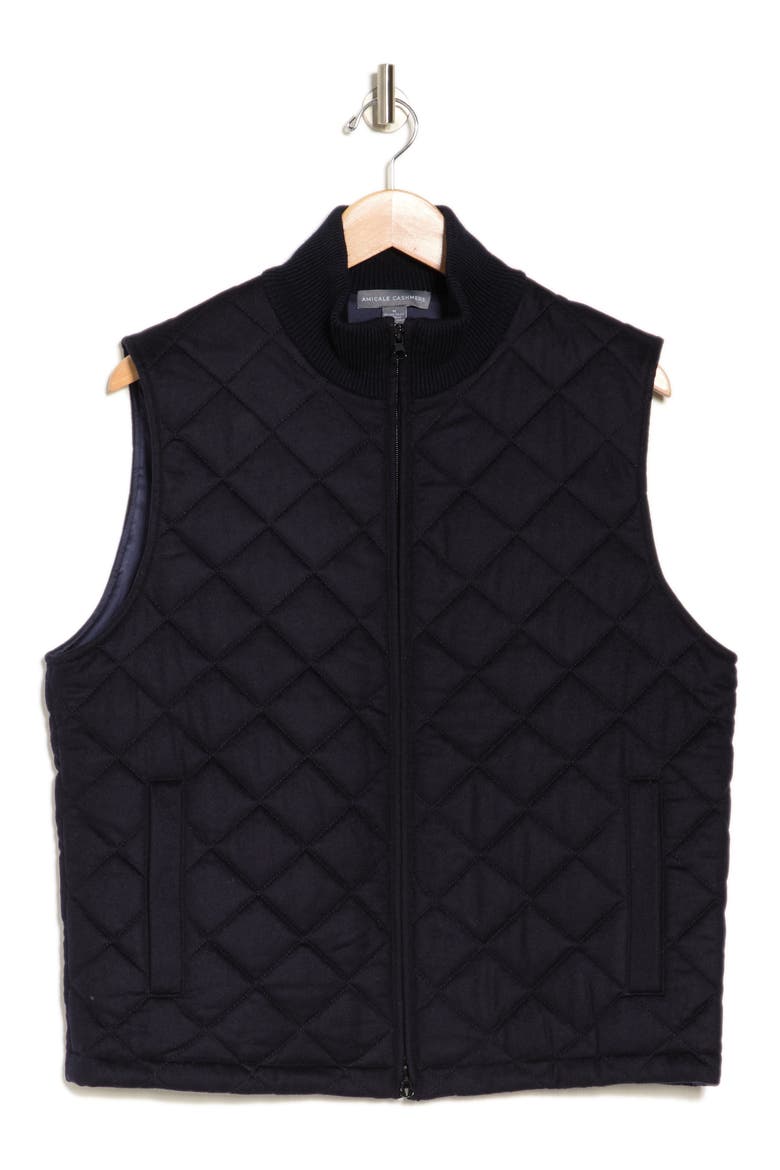 Diamond Quilt Wool & Cashmere Vest, Alternate, color, NAVY