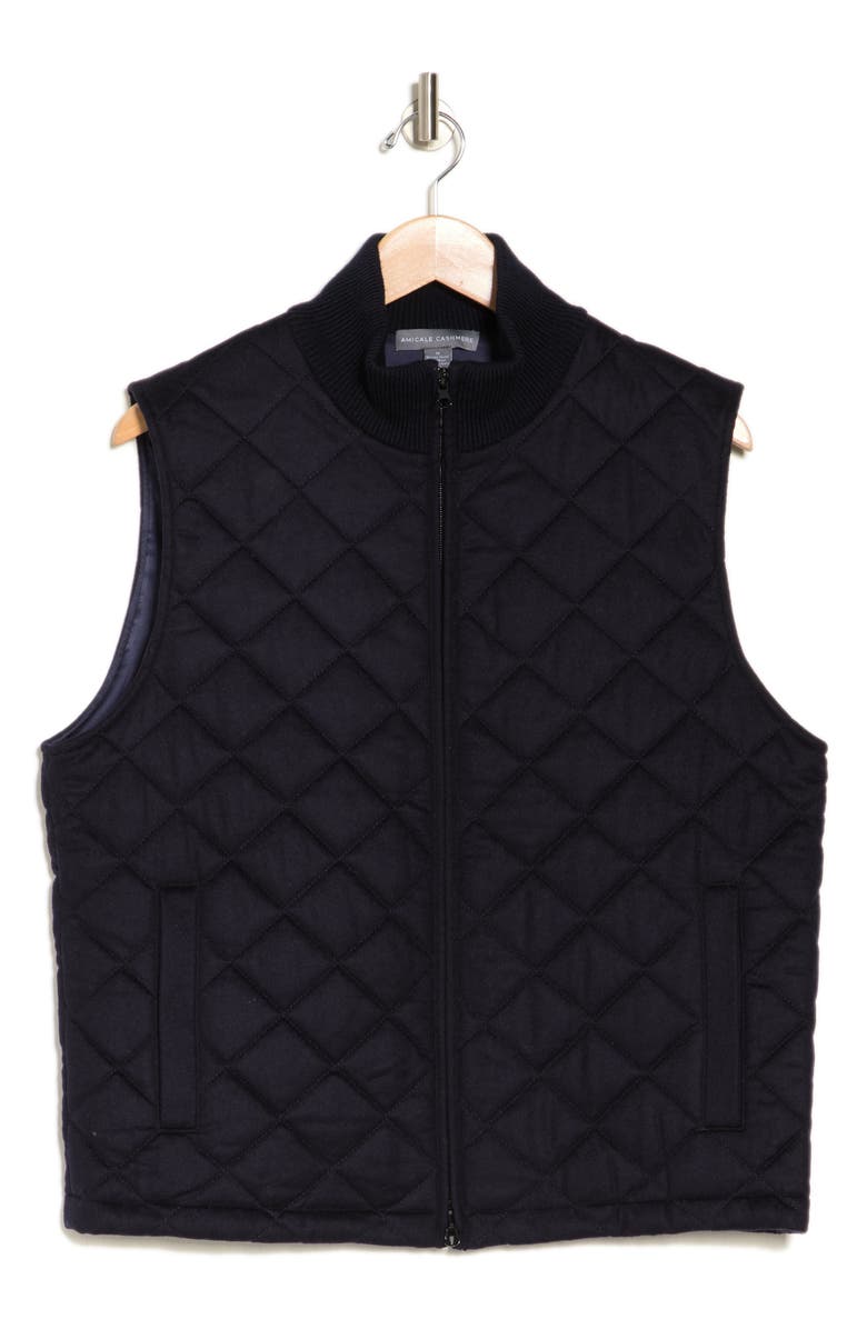 Amicale Diamond Quilt Wool & Cashmere Vest, Alternate, color, Navy