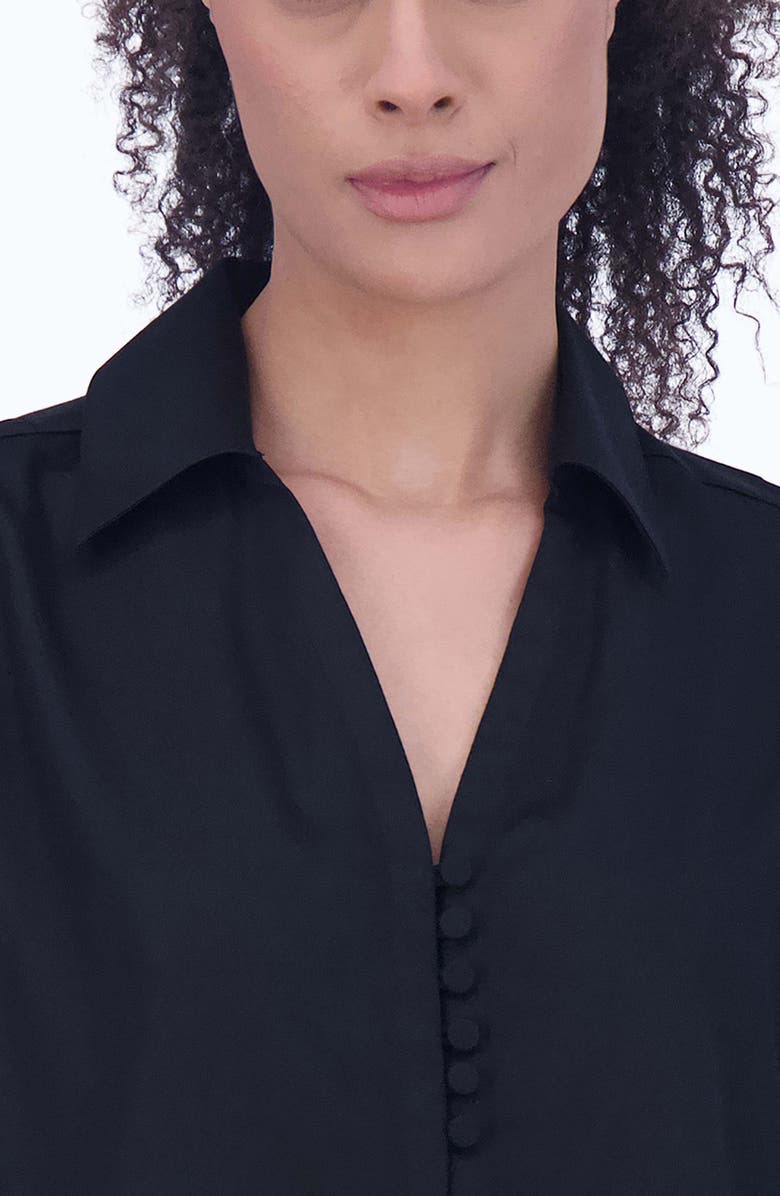 Foxcroft Alexis Smocked Cuff Sateen Popover Top, Alternate, color, 