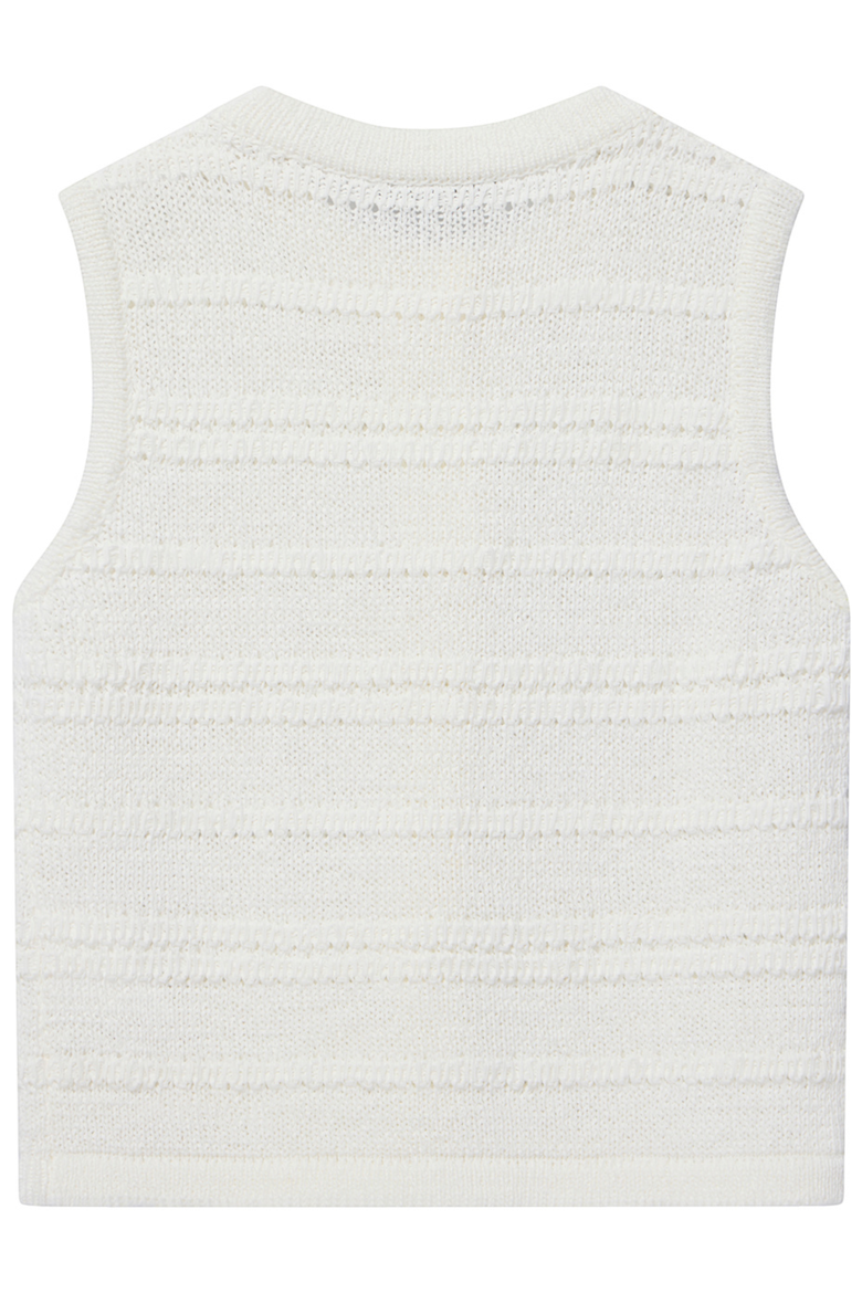 Cotton Blend Button Detail Knit Top, Alternate, color, Ivory