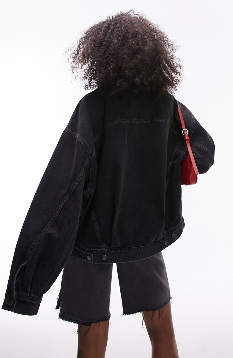 Topshop Balloon Denim Trucker Jacket, Alternate, color,
