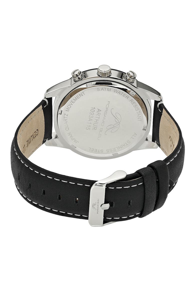 Arthur Chronograph Leather of Silicone Strap Watch, 44mm, Alternate, color, WHITE/ WHITE/ BLACK