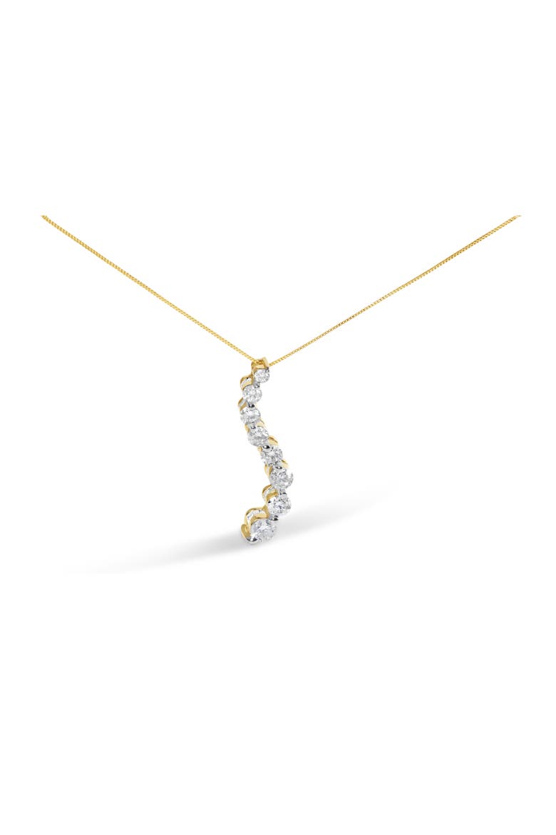 14k Yellow Gold 3.0 cttw Baguette and Brilliant Diamond Journey Pendant Necklace, Main, color, Yellow