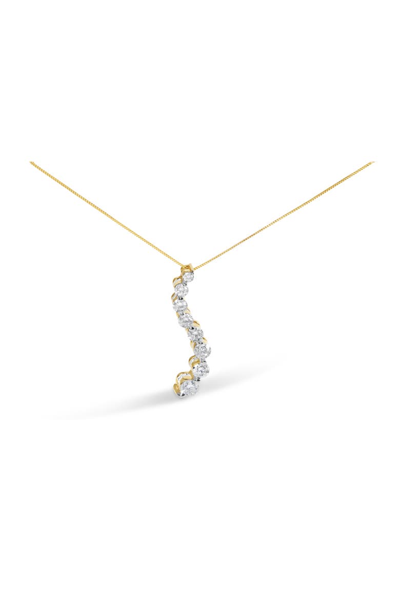 Haus of Brilliance AGS Certified 14K Yellow Gold 3.0 Cttw Baguette Round Diamond Journey Pendant Necklace, Main, color, Yellow