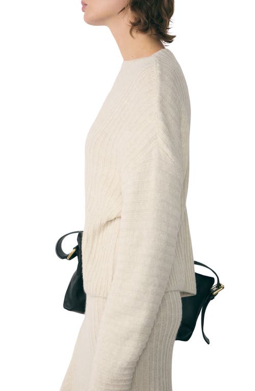 Shop Mango Oversize Rib Sweater In Ecru