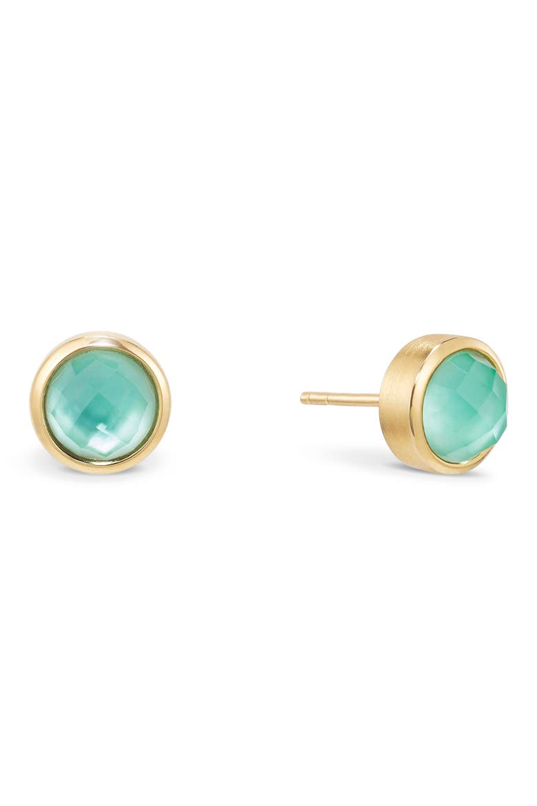 Signature Midi Stud Earrings, Main, color, BANYAN GREEN