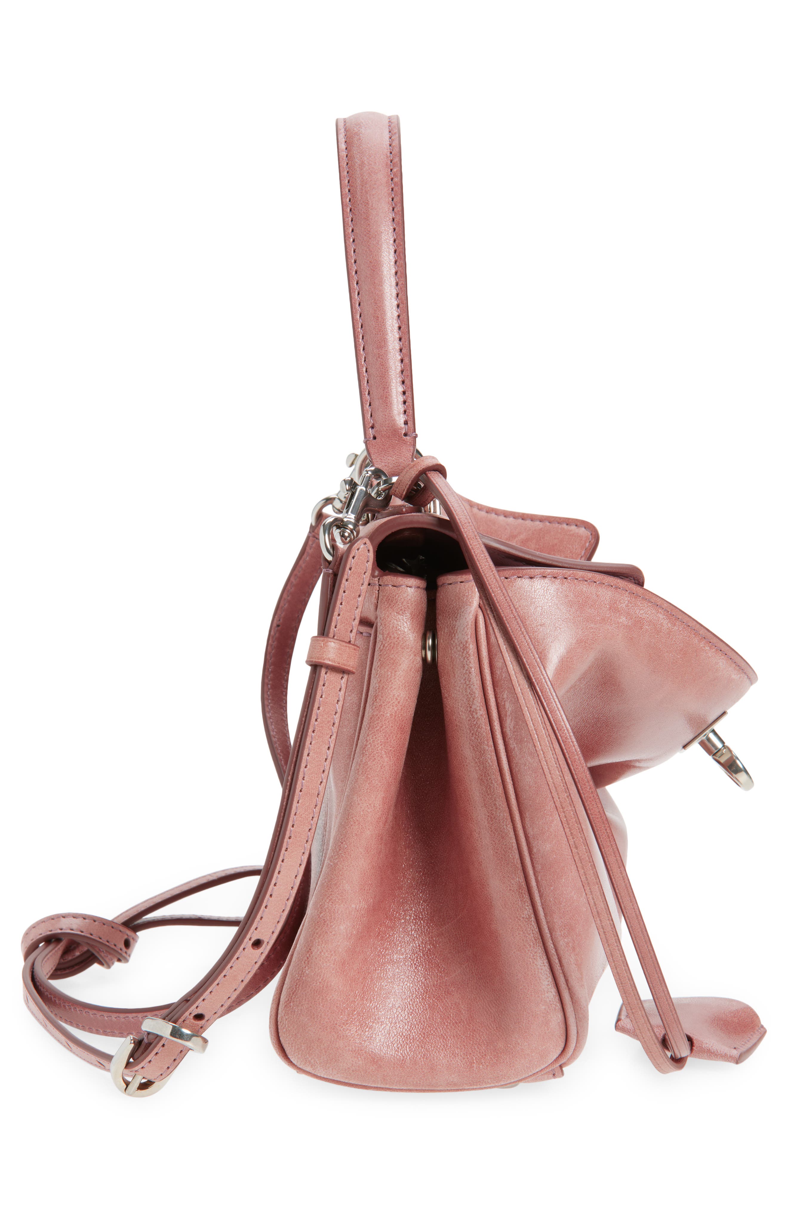 Balenciaga Mini Rodeo Lambskin Leather Top Handle Bag, Alternate, color, Rose Quartz