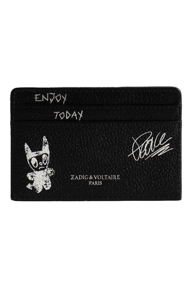 ZV Pass Arty Leather Luggage Tag, Alternate, color, BLACK