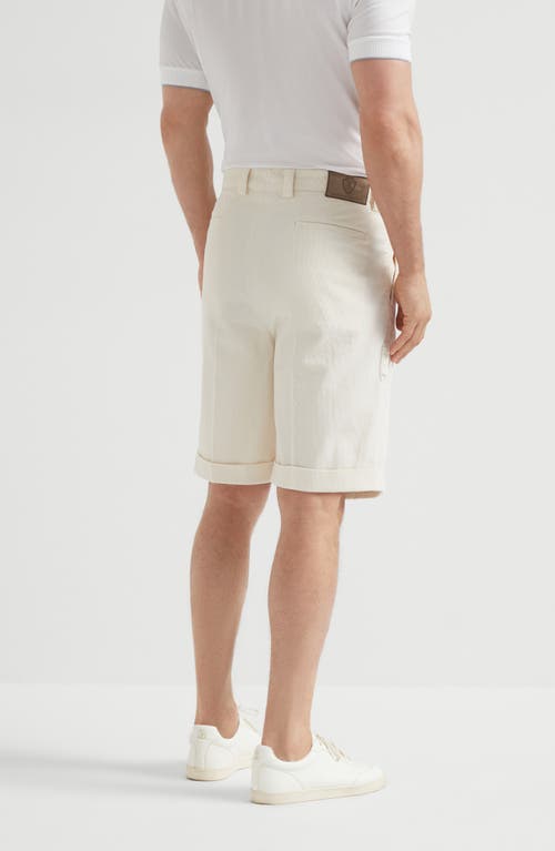 Brunello Cucinelli Cotton Corduroy Bermuda Shorts In Off-white