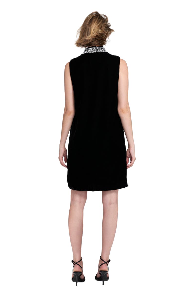 ELLE Collection Beaded Collar Velvet Dress Slip, Alternate, color, Black