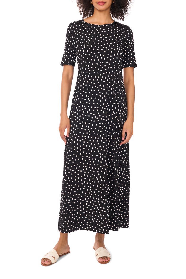 Print Stretch Jersey Maxi Dress, Main, color, RICH BLACK