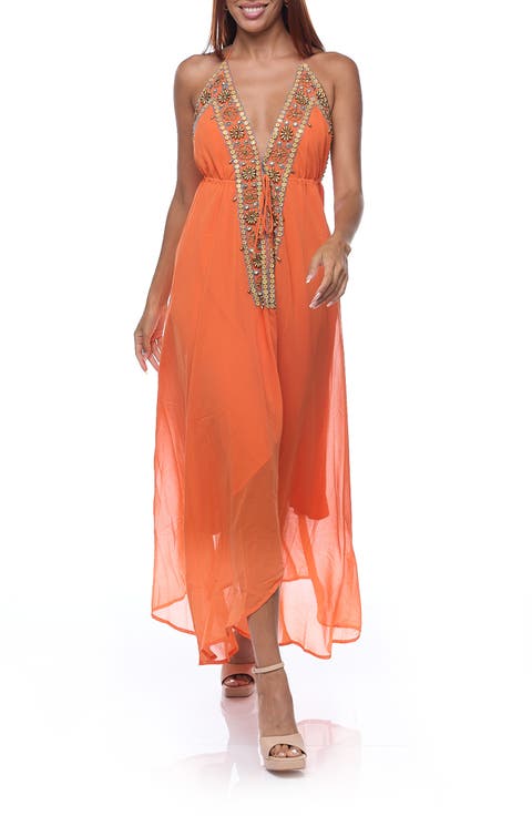 Embellished Halter Cover-Up Dress