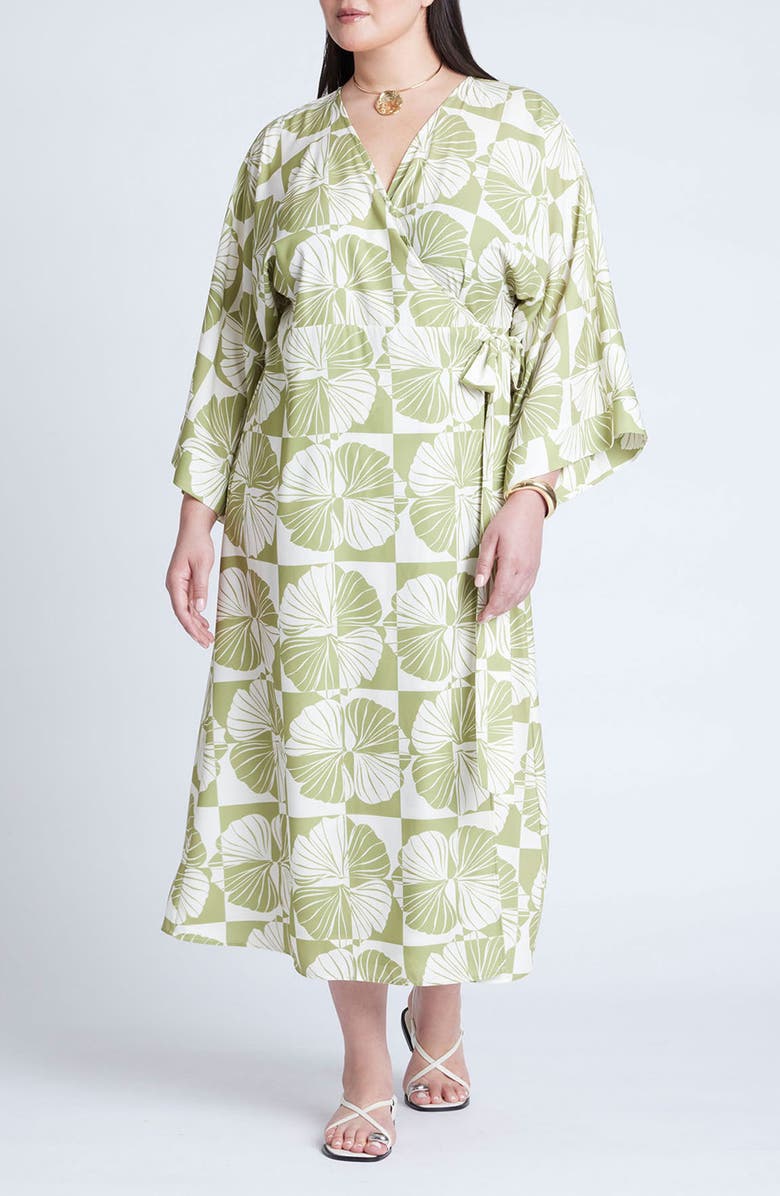 ELOQUII Long Sleeve Poplin Wrap Dress, Main, color, 