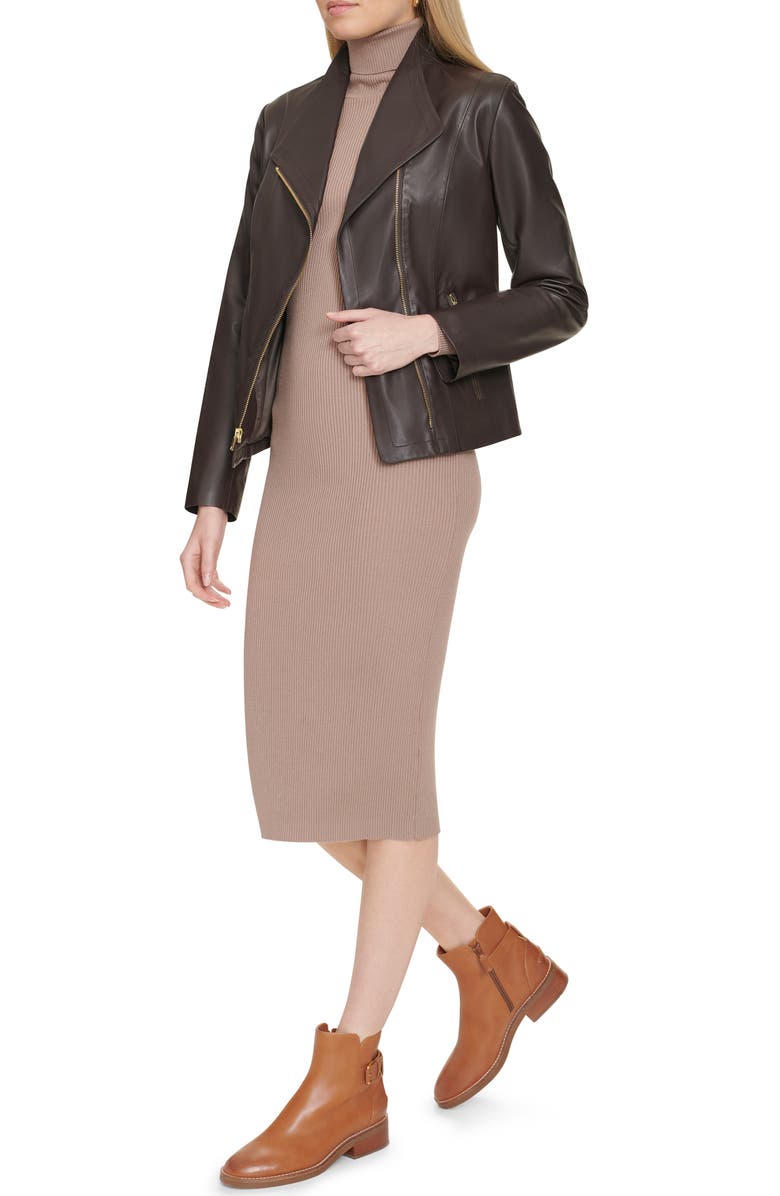 Cole Haan Asymmetric Zip Leather Jacket, Alternate, color, 