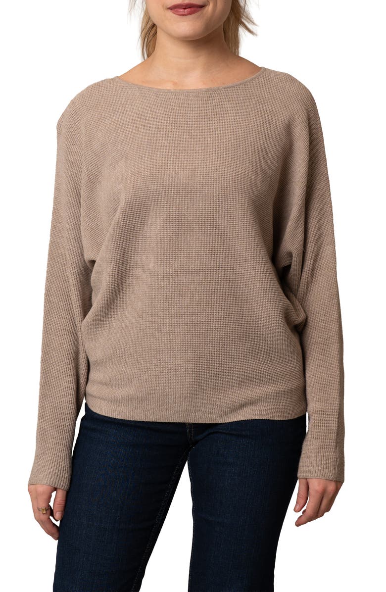 CYRUS Yummy Dolman Waffle Knit Sweater, Main, color, Buckskin Heather