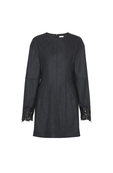 Mini dress with wispy lace cuffs