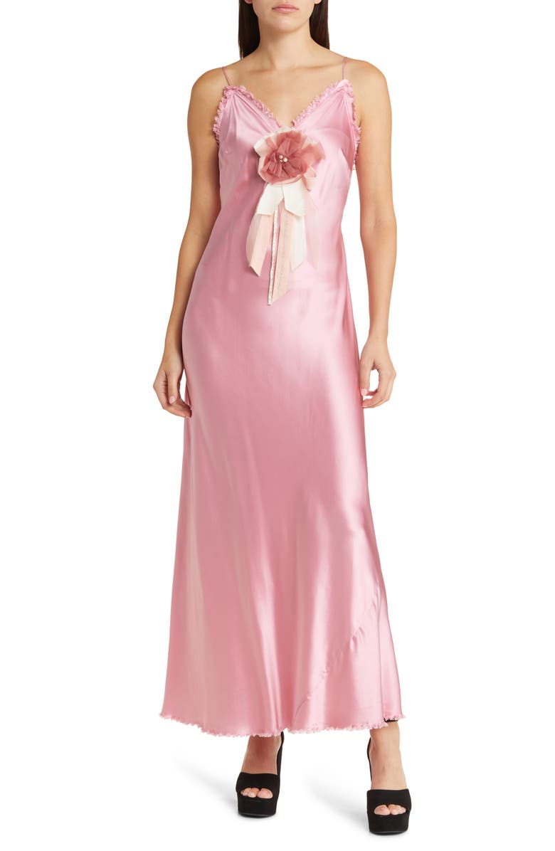 LoveShackFancy Elizabella Silk Slipdress, Main, color,