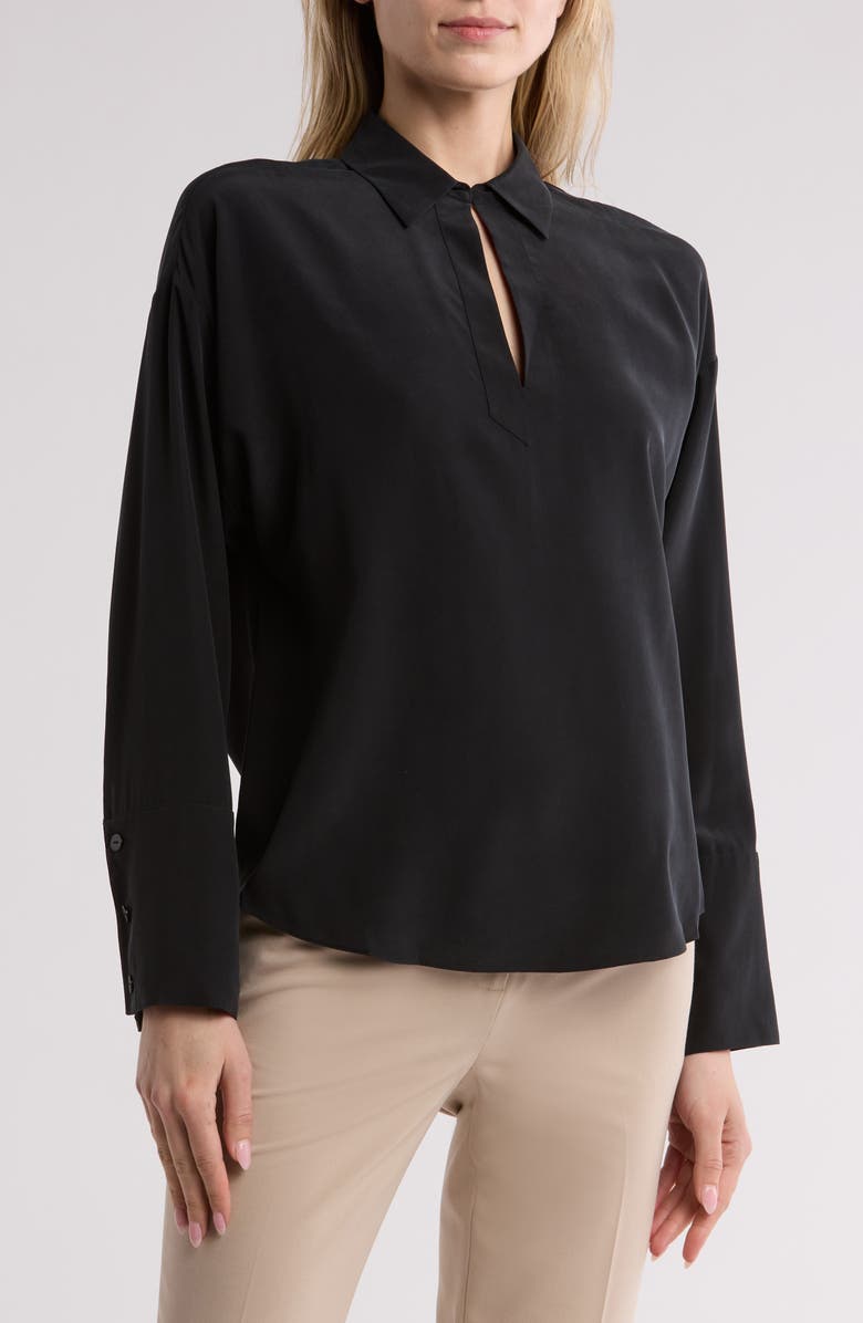 Rebecca Taylor Essential Silk Blouse, Main, color, Black