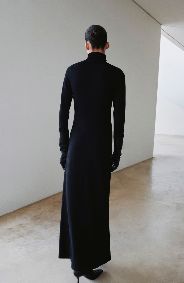 MANGO Turtleneck Long Sleeve Knit Dress, Alternate, color, Black