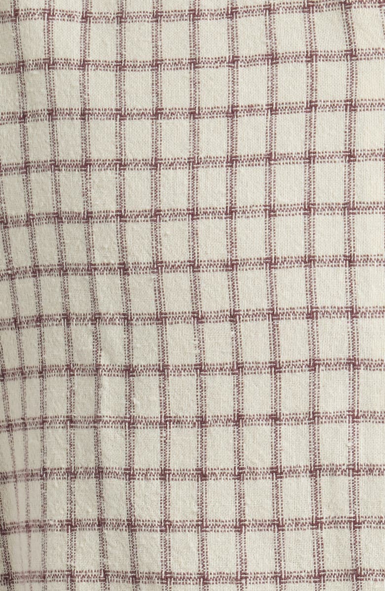 Topman Check Textured Cotton & Viscose Camp Shirt, Alternate, color, Stone