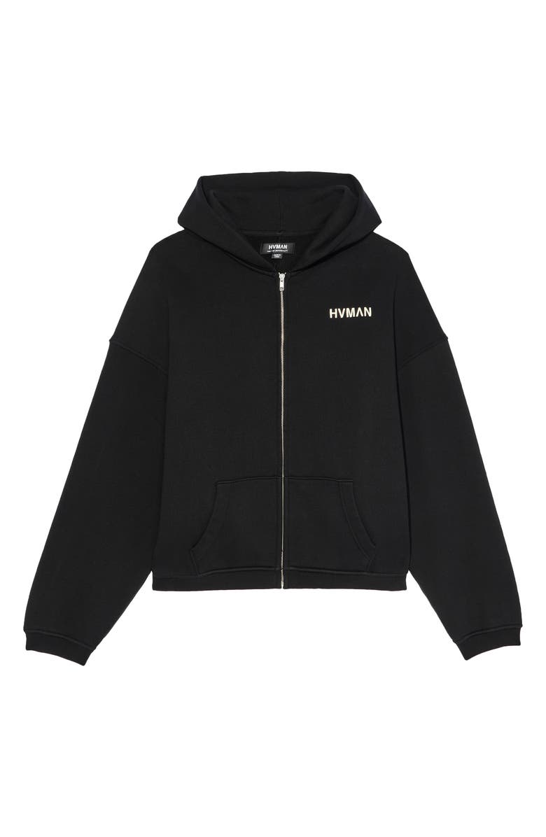 Cult of Individuality Imitation Pearl Embellished Zip-Up Graphic Hoodie, Alternate, color, Black