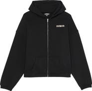 Cult of Individuality Imitation Pearl Embellished Zip-Up Graphic Hoodie