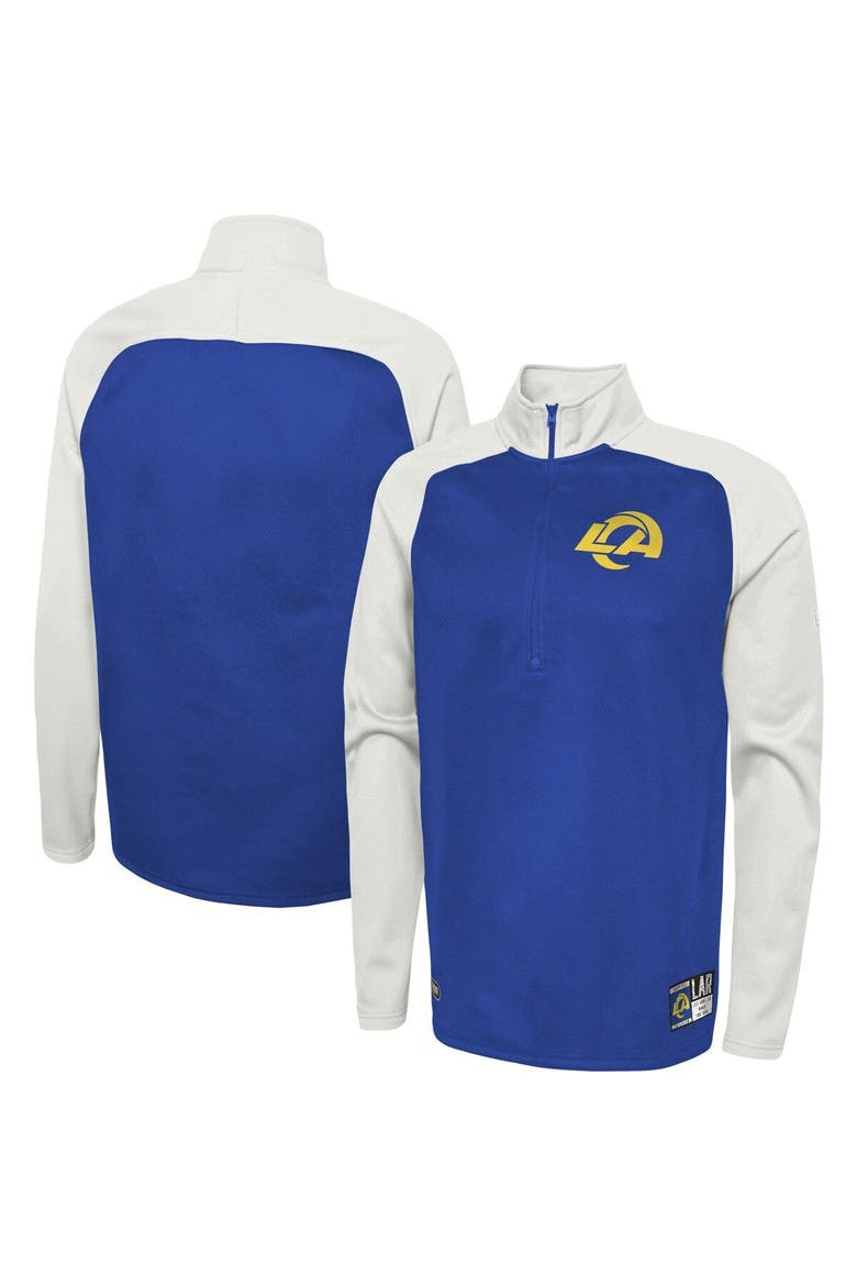 Men's New Era Royal Los Angeles Rams Combine Authentic O-Line Raglan Half-Zip Jacket, Main, color, Royal