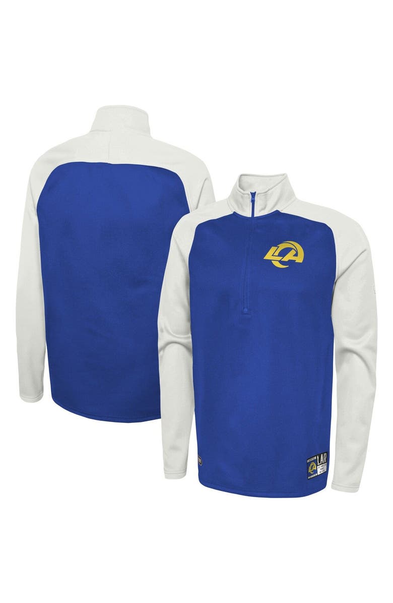 New Era Men's New Era Royal Los Angeles Rams Combine Authentic O-Line Raglan Half-Zip Jacket, Main, color,