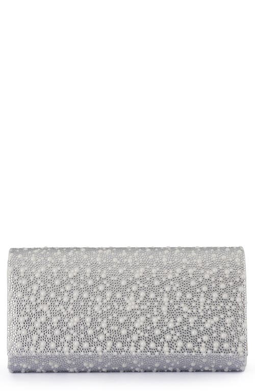 Olga Berg Dana Crystal & Faux Pearl Clutch In Silver
