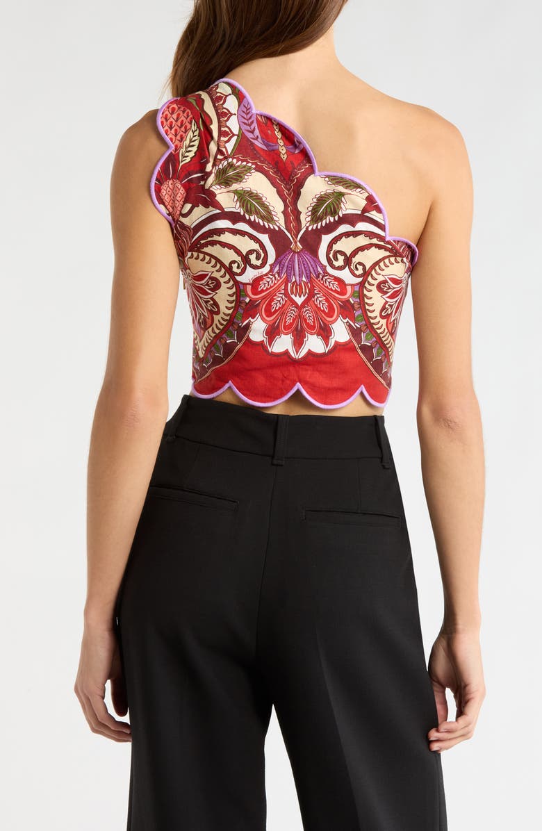FARM Rio Odara One Shoulder Scallop Crop Top, Alternate, color, Red