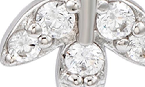 Suzy Levian Cubic Zirconia Feather Drop Huggie Hoop Earrings In Neutral