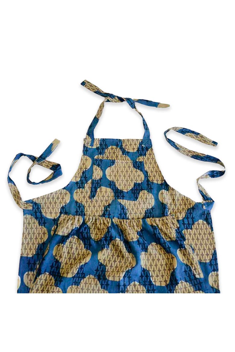 Organic Cotton Block Print Apron, Alternate, color, Blue