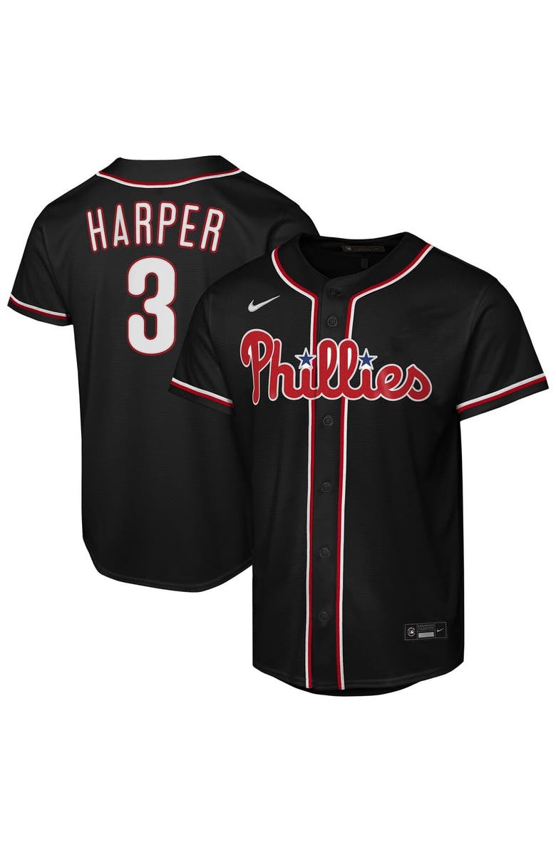 Nike Youth Nike Bryce Harper Black Philadelphia Phillies Fashion Replica Player Jersey, Main, color, Black
