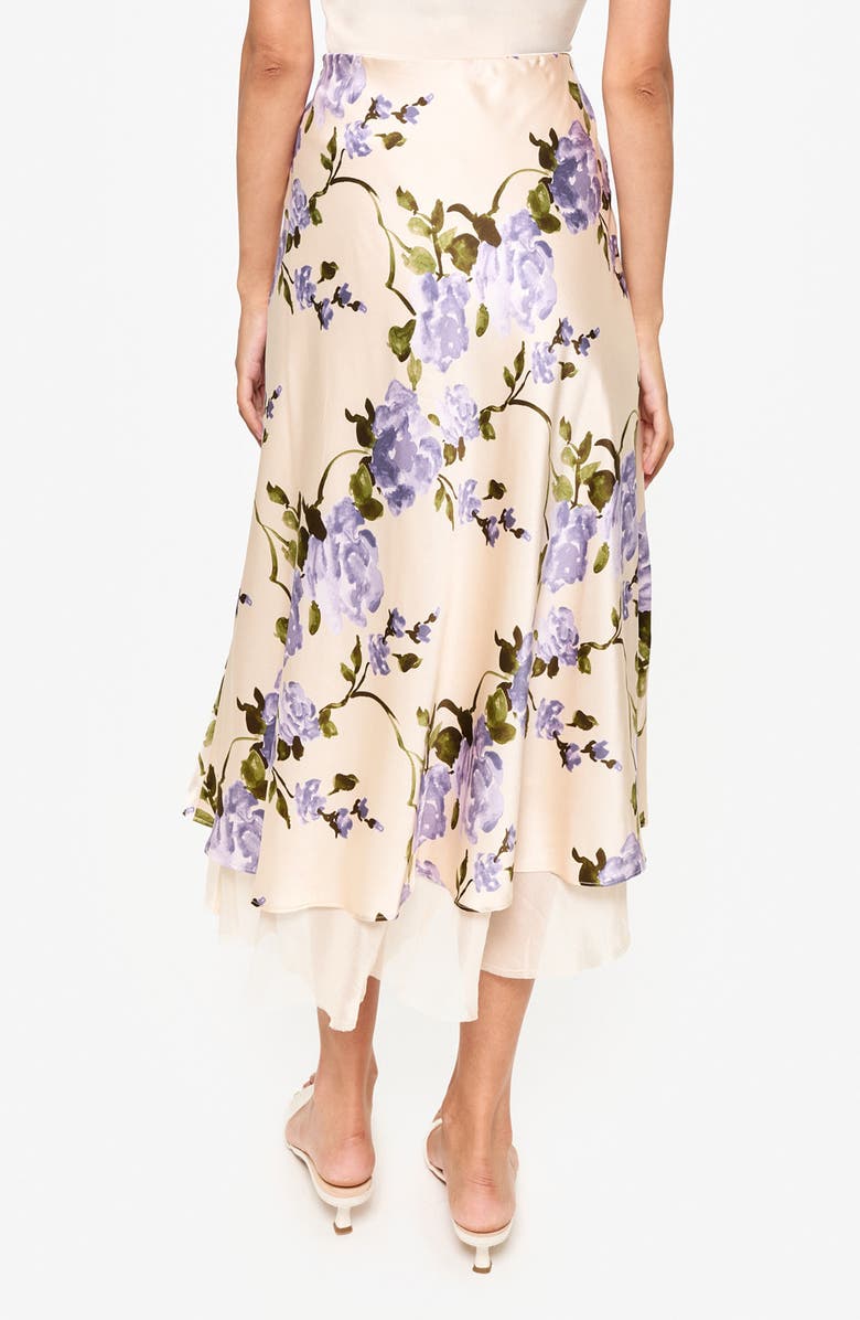 CAMI NYC Genoa Chiffon Hem Silk Charmeuse Midi Skirt, Alternate, color, Moonflower Watercolor