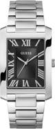 GUESS Clyde Silvertone Bracelet Tank Watch, 34mm