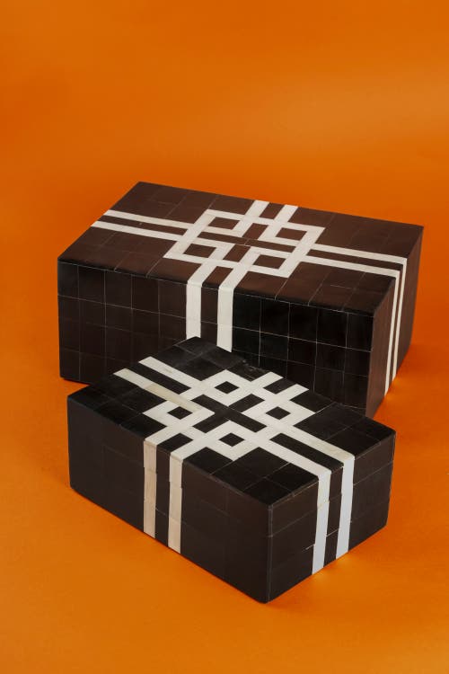 Gauri Kohli Bindra Decorative Boxes, Set Of 2 In Black