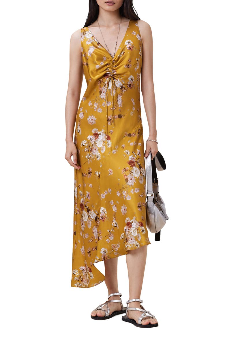 Alexi Floral Print Slipdress, Main, color, ARMADA DEEP YELLOW
