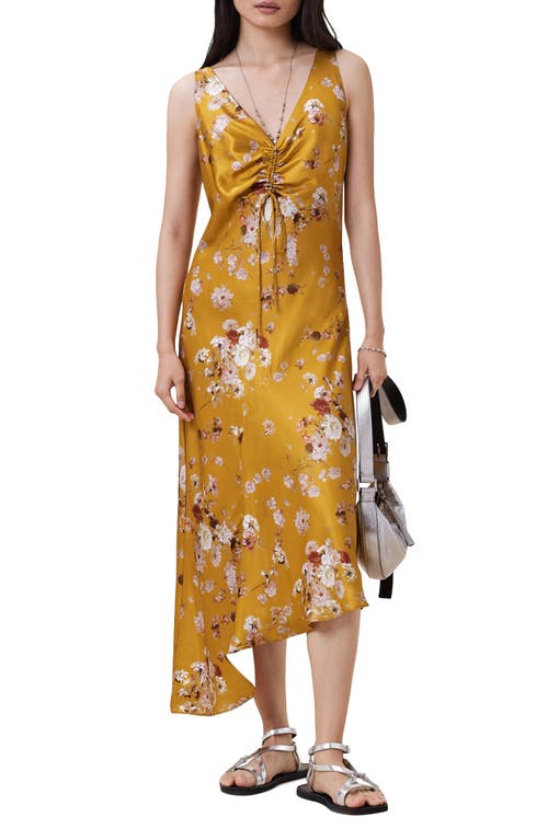 Allsaints Womens Armada Deep Ye Alexia Floral-print Satin Midi Dress In Multi