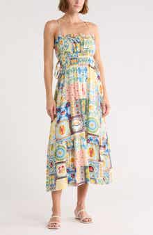 Mixed Tile Print Midi Dress