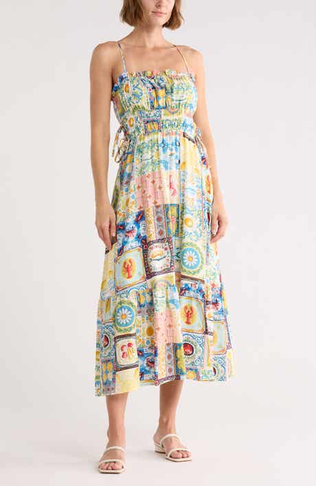 Mixed Tile Print Midi Dress