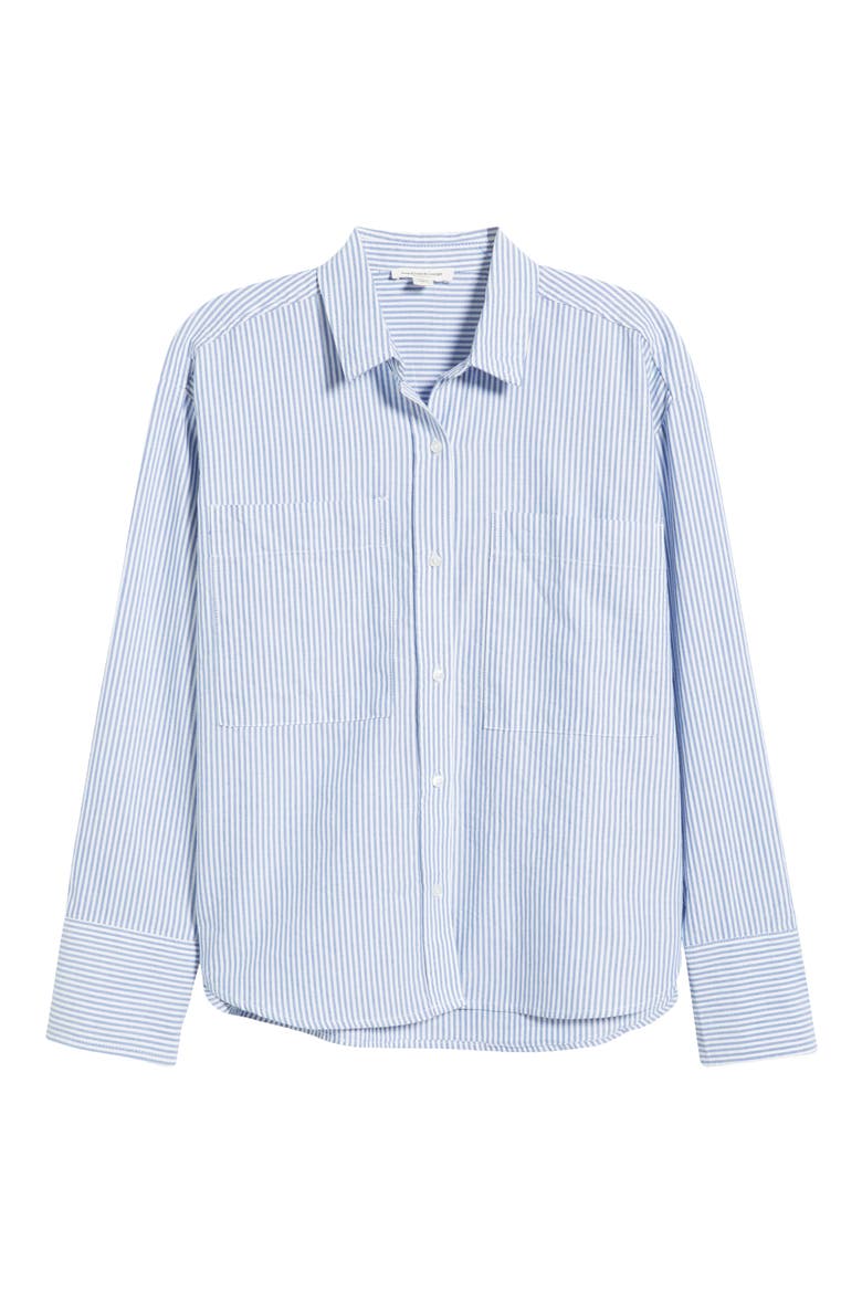 Everly Stripe Cotton Button-Up Shirt, Alternate, color, BAY BLUE