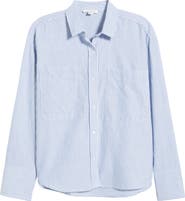beachlunchlounge Everly Stripe Cotton Button-Up Shirt