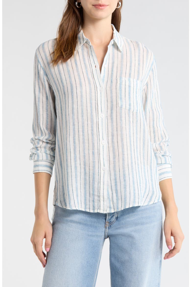 Charli Stripe Linen Blend Shirt, Main, color, WINDWARD STRIPE