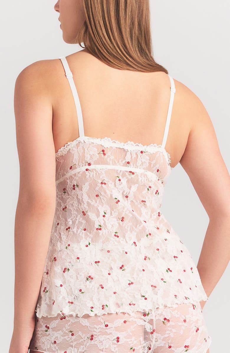 SKIMS Stretch Lace Babydoll Top, Alternate, color, Ivory Cherry Print