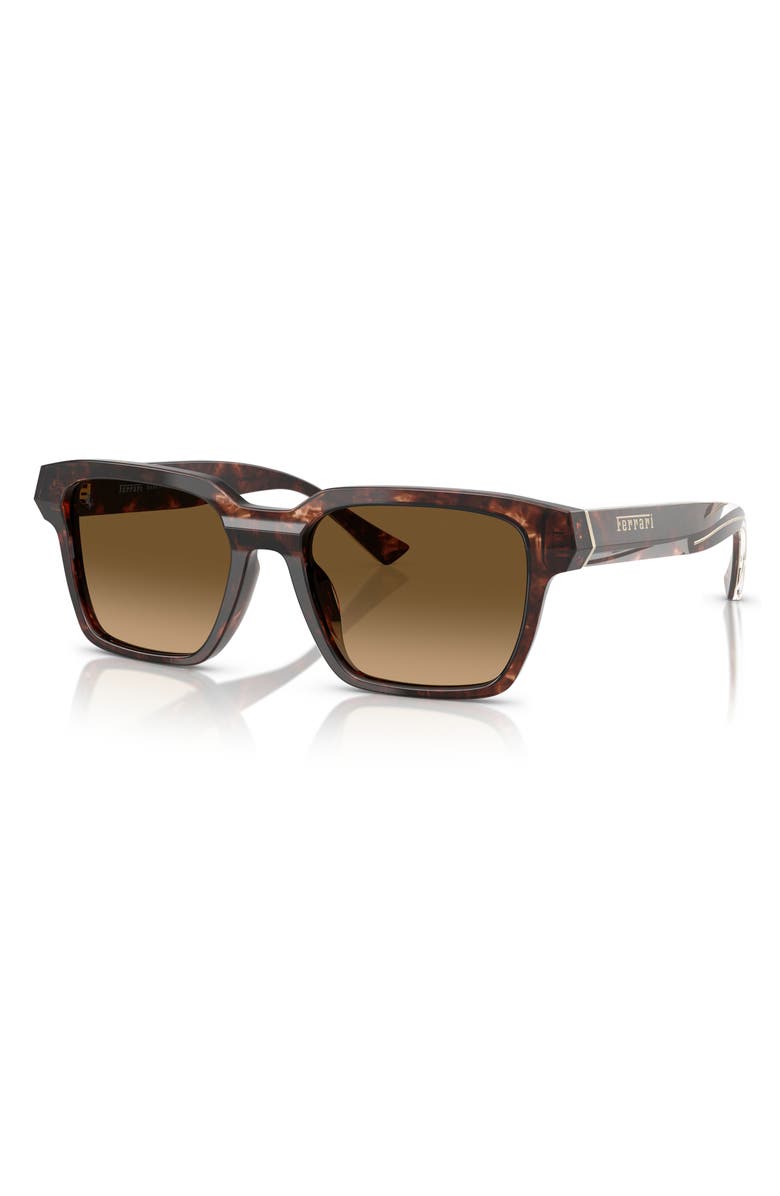 Scuderia Ferrari 55mm Polarized Square Sunglasses, Alternate, color, Caramel Havana / Brown