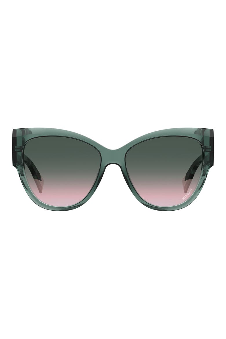 57mm Sqaure Gradient Sunglasses, Main, color, GREEN