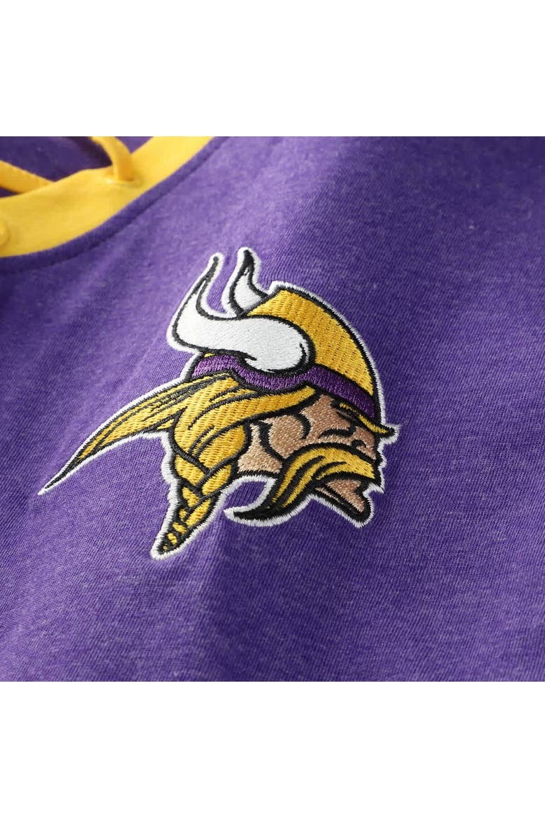Women's New Era Purple Minnesota Vikings Plus Size Throwback Lace-Up Long Sleeve T-Shirt, Alternate, color, Purple
