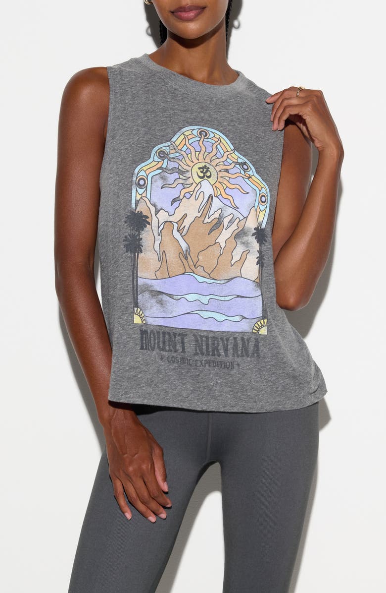 Spiritual Gangster Mount Nirvana Vibe Graphic Tank, Alternate, color, Heather Grey